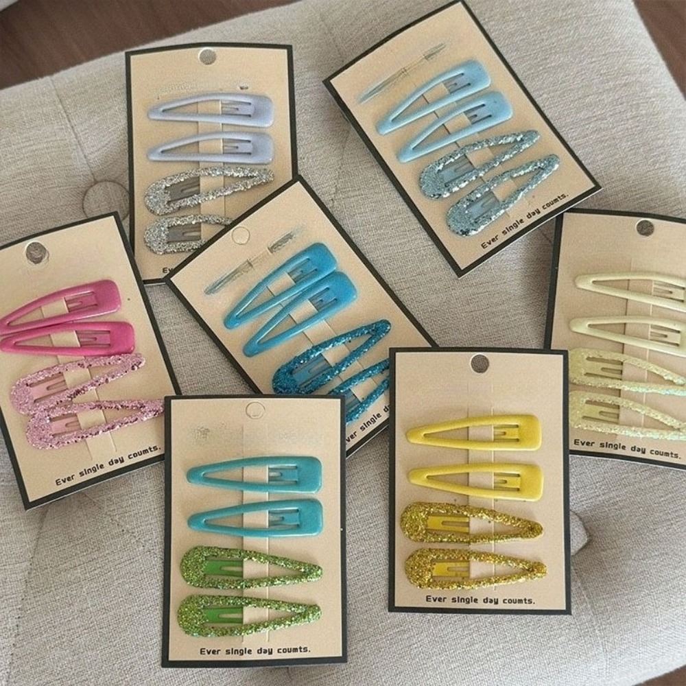 Hair Clips - Koreanische Haarspangen im Wassertropfen-Design, leuchtend rosa
