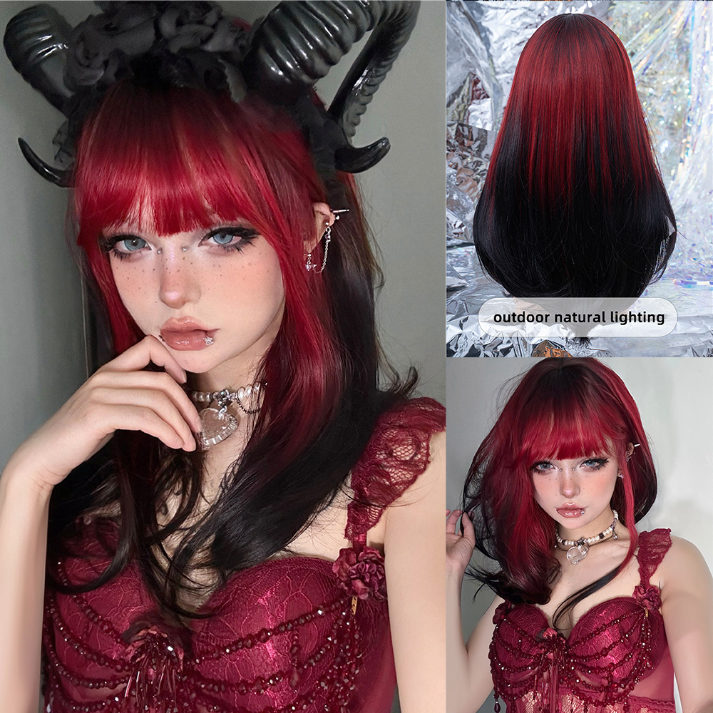 Synthetic Braided Wigs For Black Women - 20 Zoll Sexy Schwarz Rot Ombre