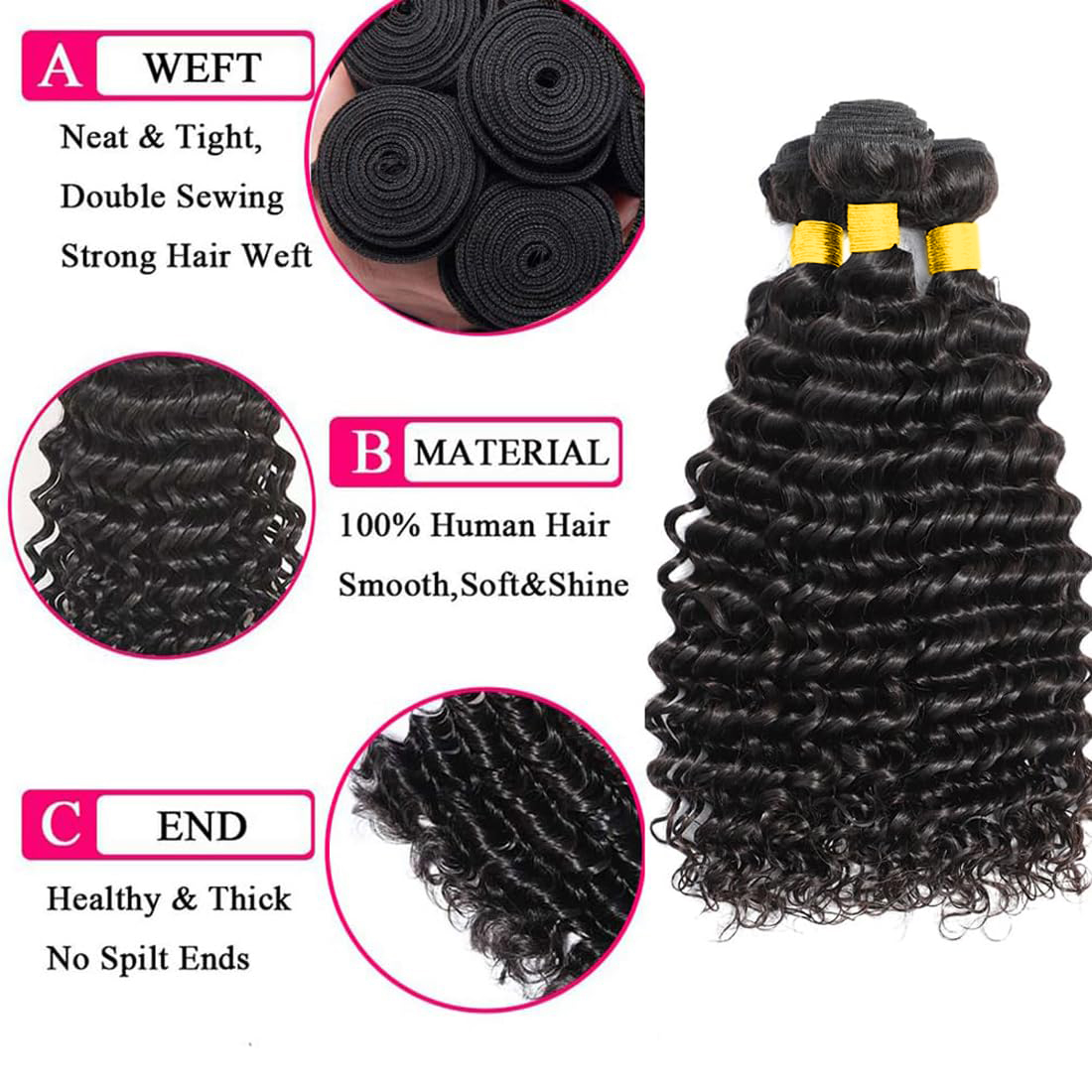 Deep Wave Bundles mit Verschlu – Deep Wave 3 Bundles With Closure Bewertung und Preis