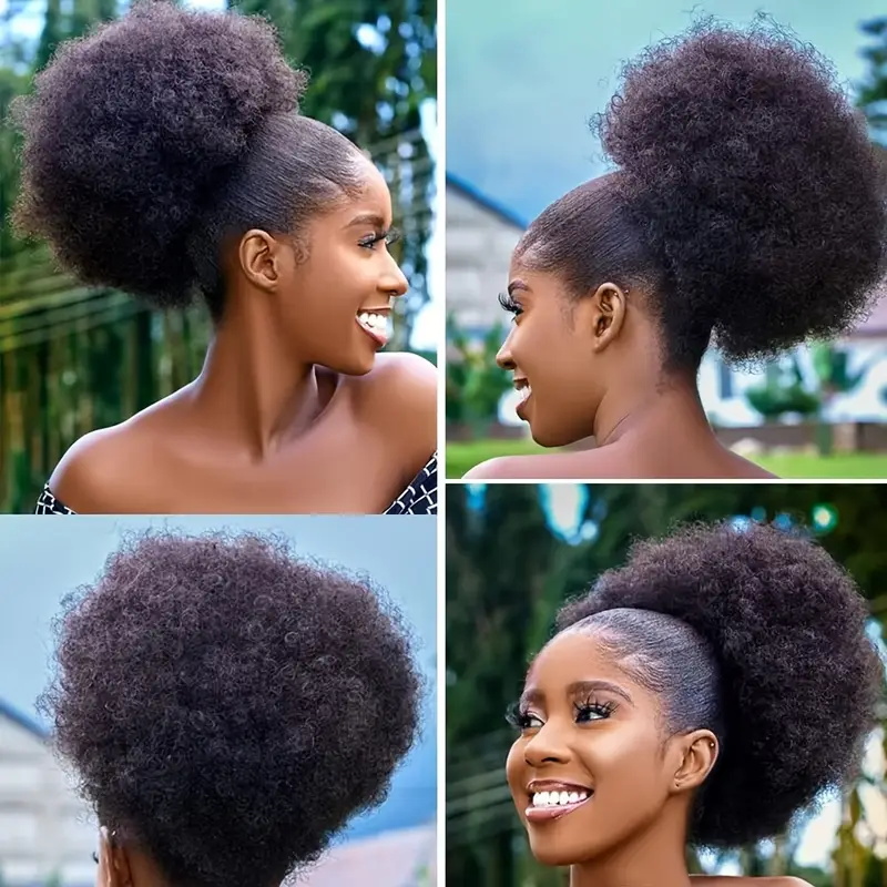 1 Stück Damen 10-Zoll Afro Kin – Drawstring Afro Curly Puff Ponytail Bewertung und Preis